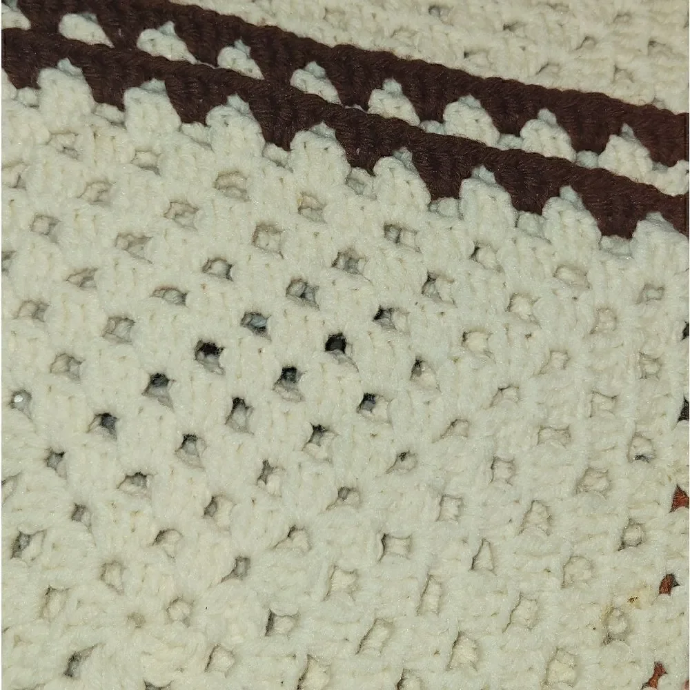 6 Vintage Granny Square Knitted Crochet Place Mats 1970s